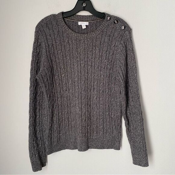Charter Club Women’s Crew Neck Sparkly Cable Knit Sweater size L - Picture 1 of 3